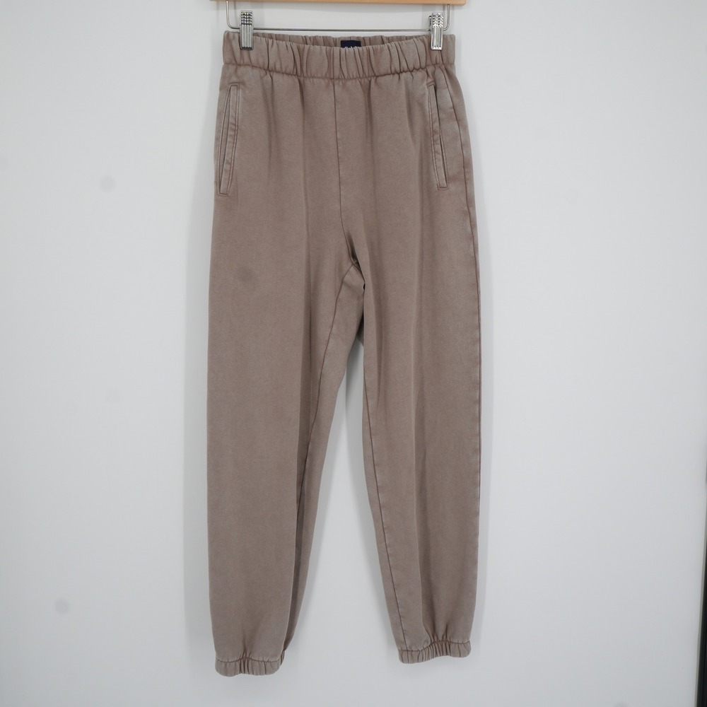Gap Joggers Women XS Taupe Brown High Rise Fleece Tapered Sweatpants Casual